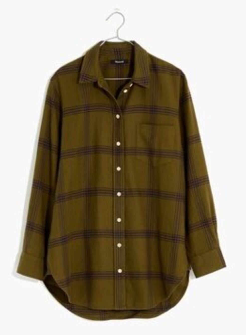 Madewell Oversized button down flannel 100% cotton dark green / black size M
